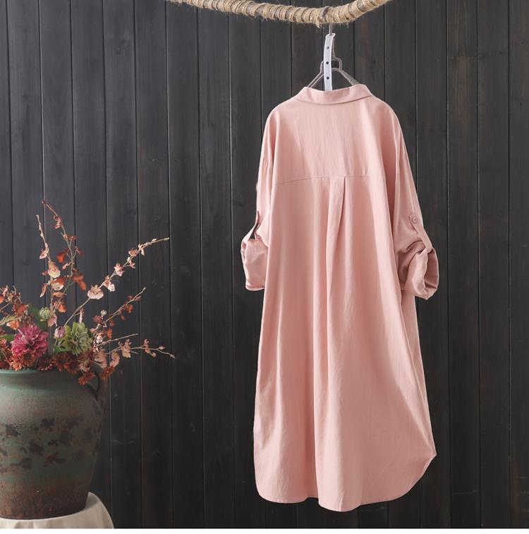 Women's Long Cotton Linen Shirt Loose Slim Fit Casual Elegant Fashion Outerwear Jacket Top For Spring Autumn_ecoleips.com