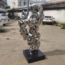 不锈钢太湖石雕塑落地装饰摆件大型景观雕塑公园庭园水池石头