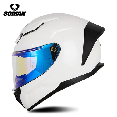 Electric Car Couple Safety Helmet — Motosiklet kaskı (dəbilqə) - pearl-white-with-transparent-revo-blue-s