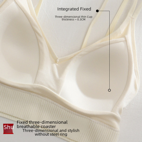 Spring and summer new style ribbed beautiful back wrap bra women's bra without steel ring fixed thin cup small chest tube top bottoming