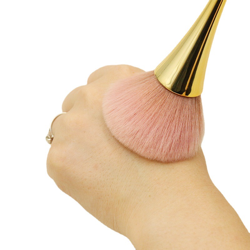Ventas transfronterizas galvanizadas un solo cepillo de polvo de uñas de cabeza redonda cepillo de limpieza suave herramientas de uñas fábrica personalizada
