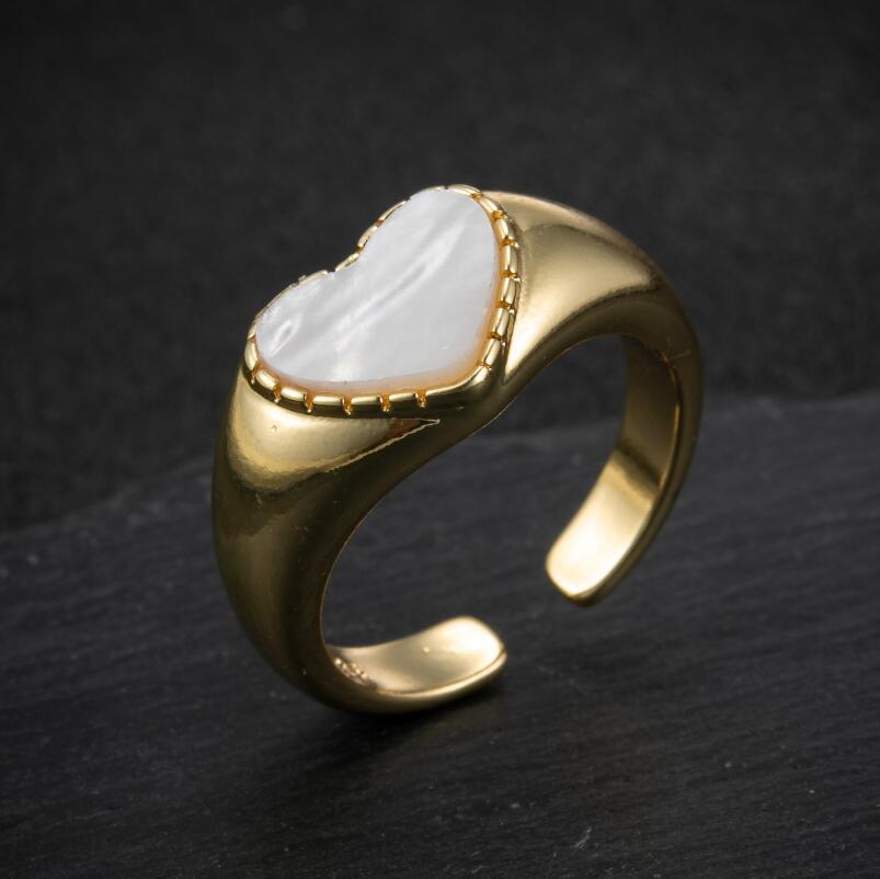 Retro Heart Shape Shell Copper Plating Open Ring 1 Piece