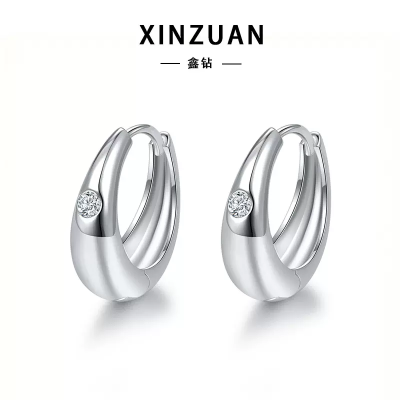 跨境925银莫桑石耳环欧美轻奢风女高级感时尚个性时尚耳圈批发厂