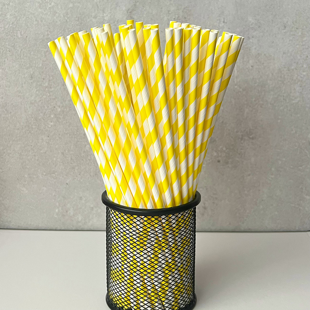 Nuevo producto 25cm alargado mano paja de papel desechable degradable paja de postre pastel fiesta paja decoración