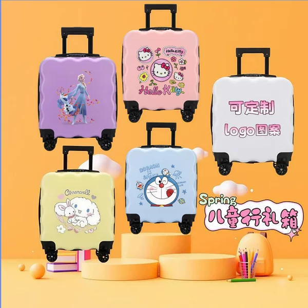 Children's Suitcase 18inch with Logo Printing, Large Capacity, Cute Cartoon Design, Trolley Case with Universal Wheels and Combination Lock