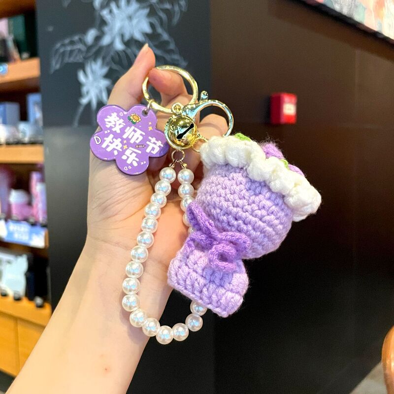 教师节花束手捧花钥匙扣玫瑰花仿真花钩织成品创意礼品教师节礼物|undefined