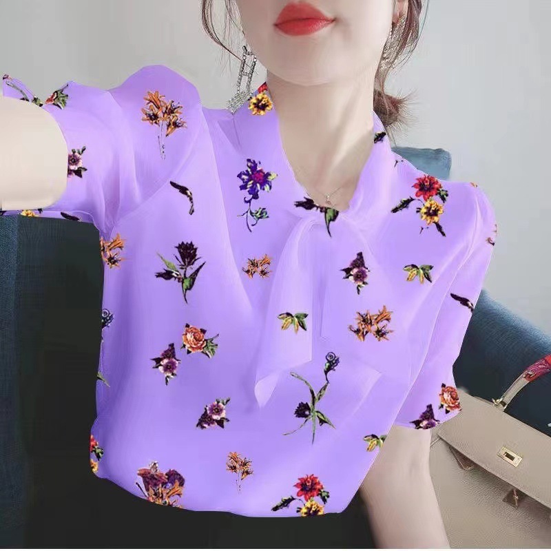 여름 새로운 올 매치 작은 셔츠 쉬폰 셔츠 슬리밍 올 매치 셔츠 여성 패션 어머니의 옷