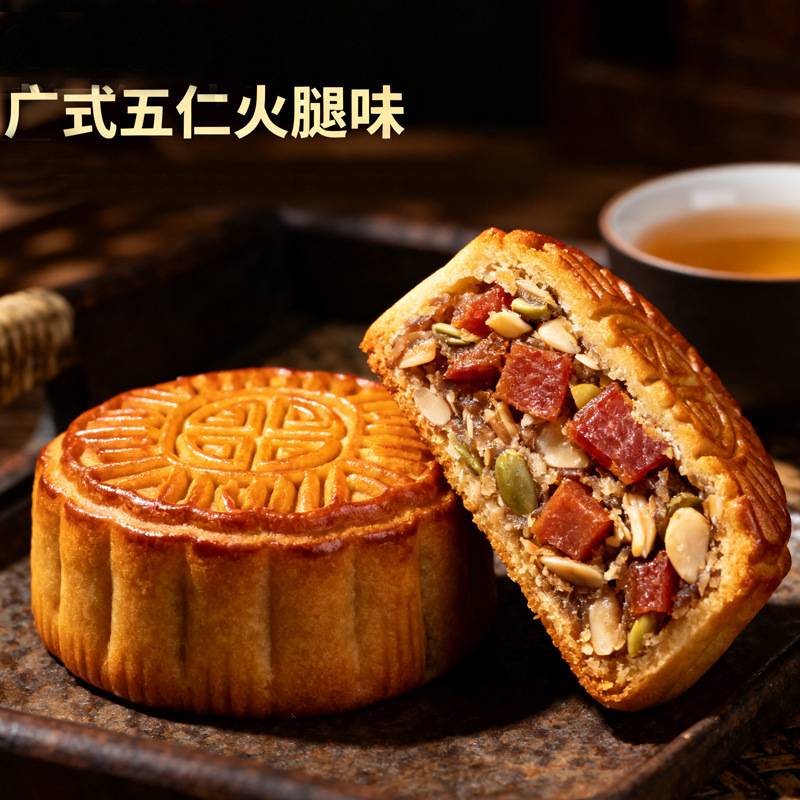 広東風月餅、小豆、胡麻、卵黄、五穀入り、中秋節ギフト、従業員向け菓子、個包装、卸売|undefined