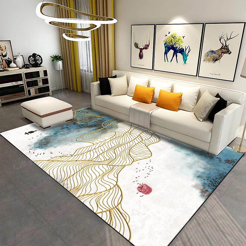 Transfronterizo nórdico impreso marroquí alfombra hogar sala de estar sofá de cristal alfombra de piso de terciopelo dormitorio alfombra completa