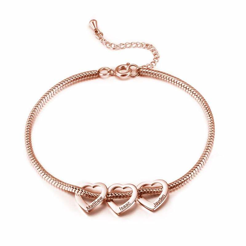 Ladies Personalized Adjustable Foot Chain Bracelet Stainless Steel Heart Shape Name Initial Foot Chain Ladies Jewelry