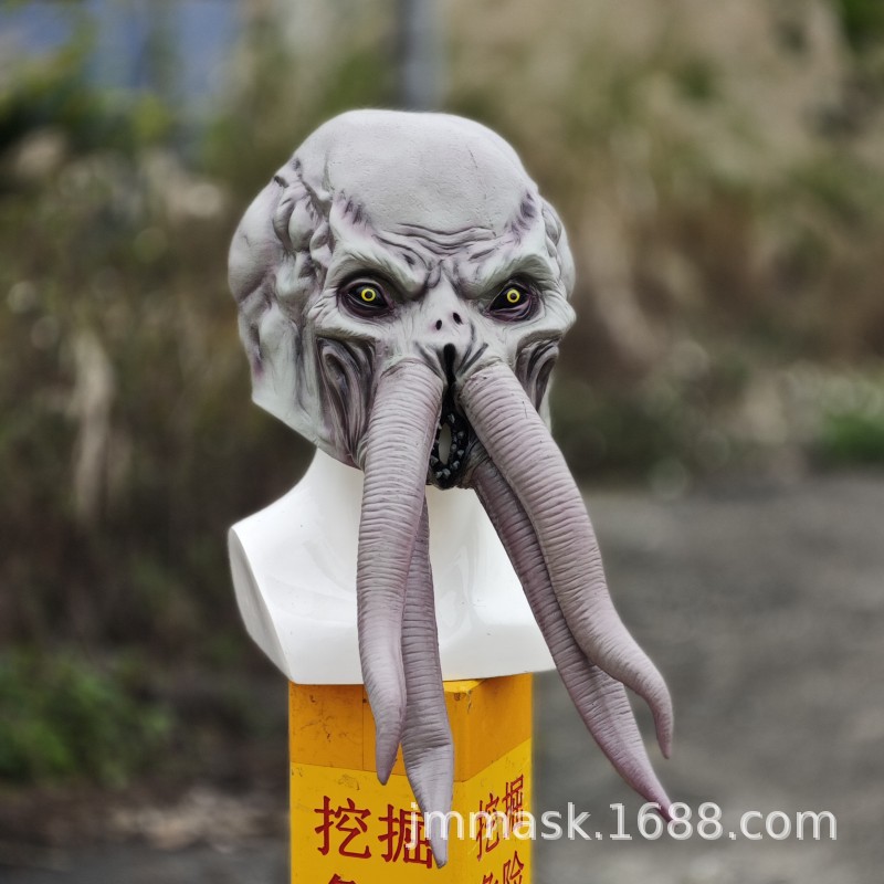 博德之门夺心魔乳胶面具八爪鱼鱿鱼头套万圣节道具