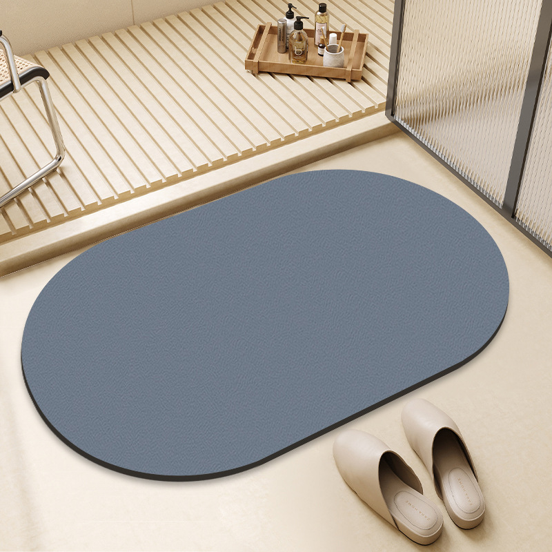 Simple Solid Color Toilet Door Absorbent Foot Mat Non-slip Easy-care Diatom Mud Floor Mat Toilet Door Threshold Cushion