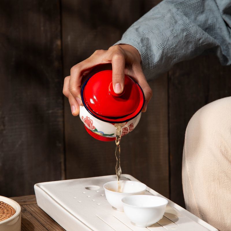 Nuevo cuenco de té de cerámica Kung Fu Taza de té hogar nostálgico con tapa de té