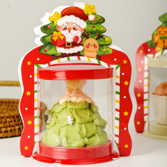 Christmas-themed Cartoon Paper Cupcakes, Mini Birthday Cake Boxes, 2-inch Round Gift Boxes for Children's Day Cakes