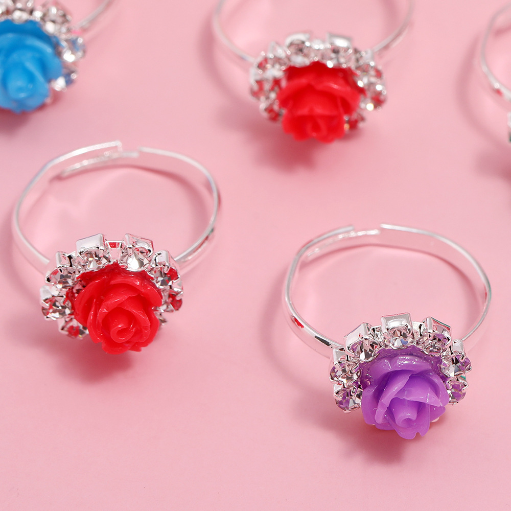 Open Rings Classification Simple Style Flower Metal Inlay Rhinestones Girl'S Open Rings