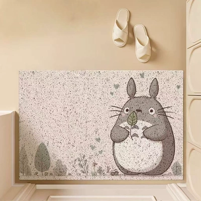 Avtomobil döşəmə paspasları Mat for Home Entrance - totoro-and-green-leaves-4060cm-silk-circle