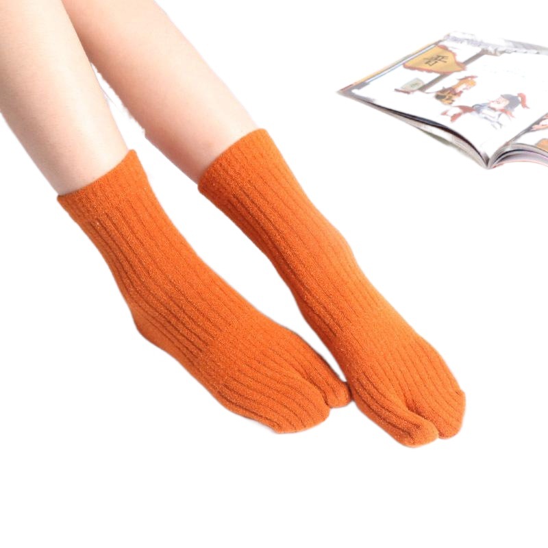 Calcetines de dos dedos con forro polar calcetines de dos dedos calcetines de invierno cálidos de terciopelo de visón de imitación calcetines de mujer de media pantorrilla