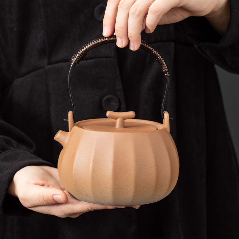 Pumpkin Lifting Beam Pot Coarse Pottery Teapot Single Pot Candle Warm Tea Stove Base Household Stove Cooking Tea Warm Tea Small Stove