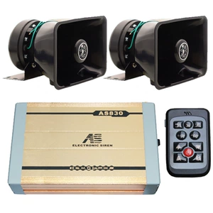 Car-mounted wireless remote control siren, 12V/24V car loudspeaker, high-pitched alarm, AS830C+100C speaker