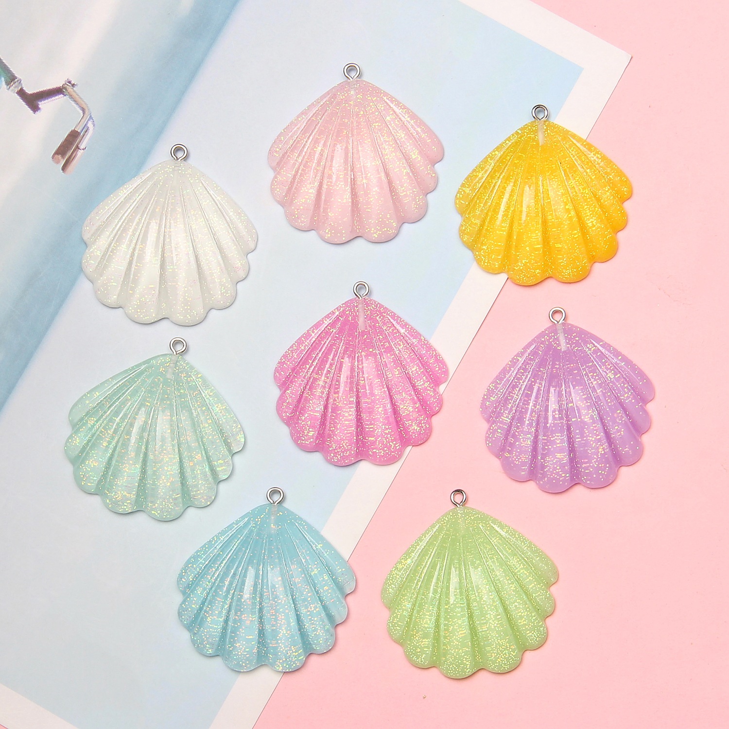 10g Weight Pendant Jewelry Making Type Shell Inlay Material 1 Piece Resin Shell Tree Shell Transparent Pendant DIY Jewelry Accessories Necklace