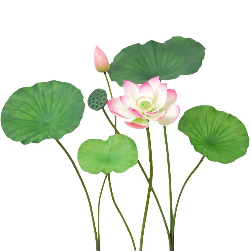 Flor artificial de loto hoja de loto falsa sala de estar de loto plástico PU decoración de flor falsa decoración de piscina accesorios de fotografía