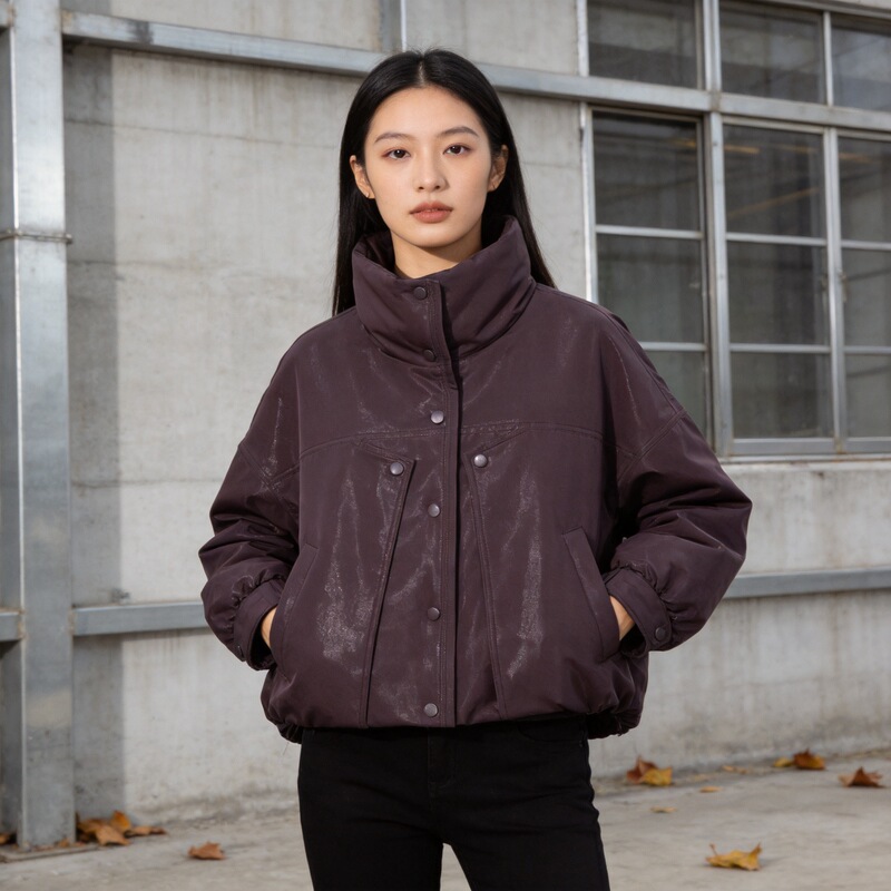 Stiff Metallic Luster 90 Goose down down Jacket Women's Short Design Single-Breasted down Jacket Warm Winter