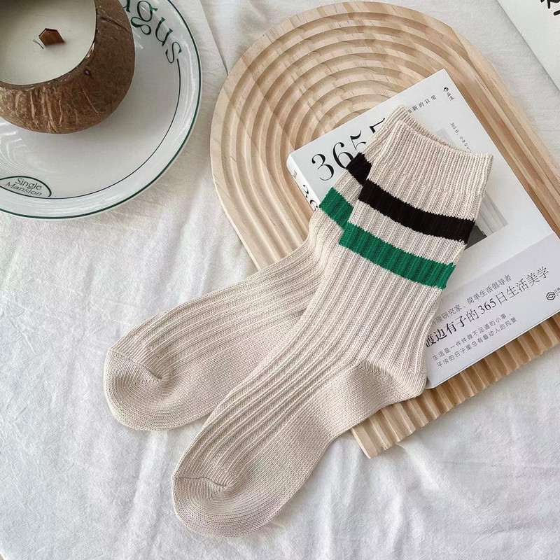 Unisex Japanese Style Stripe Cotton Crew Socks A Pair display picture 17