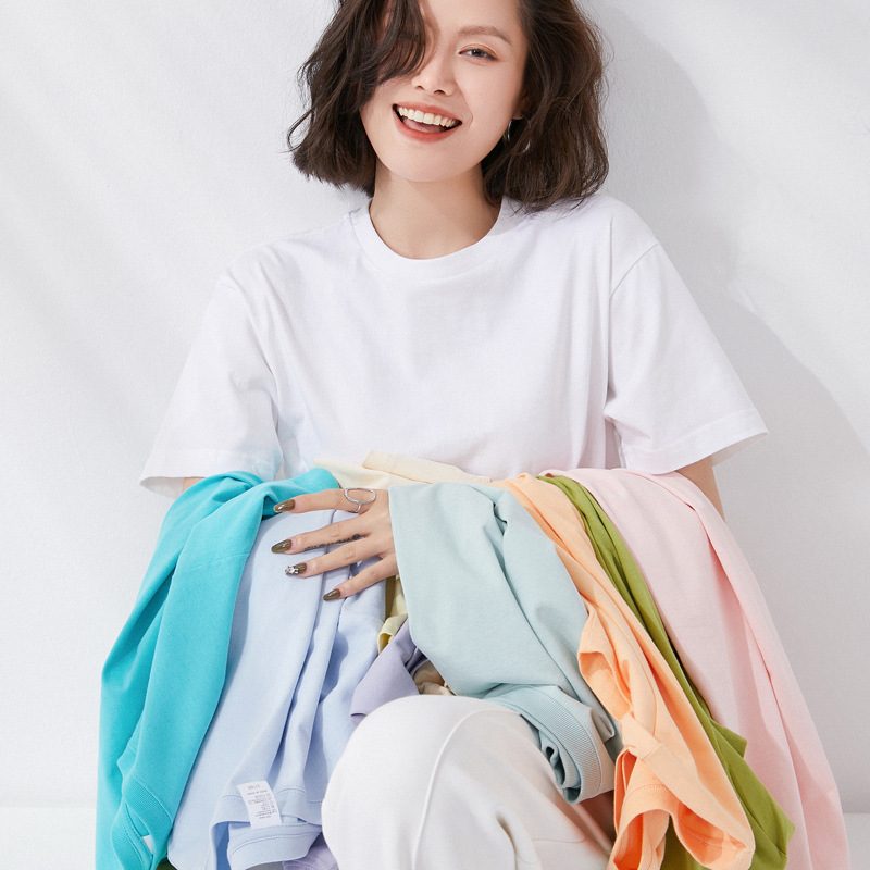 Summer 180g cotton T-shirt men's and women's short sleeve loose solid color simple Joker jacket bottoming shirt wholesale