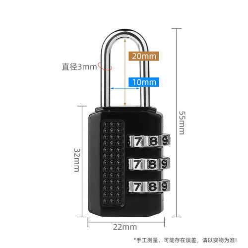 Zinc Alloy Combination Padlock Suitcase Luggage Travel Combination Padlock Small 3-Digit Number Padlock for Cabinet