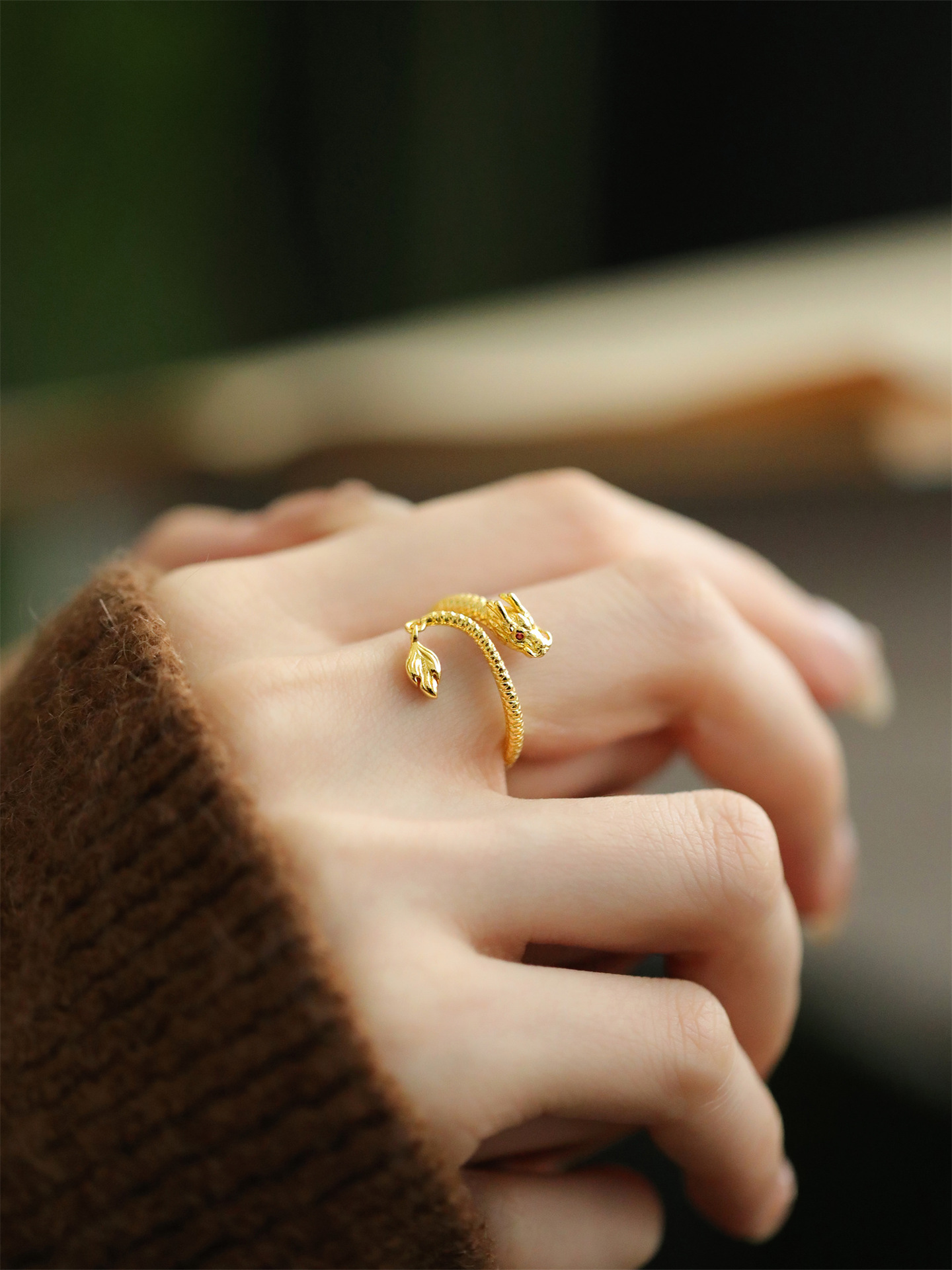 Bijoux et accessoires Bague Dragon Année Petit Dragon Doré Design de niche Mode Bague Année Dragon Zodiaque Haut de gamme Accessoires de bague Femme_voghion.com