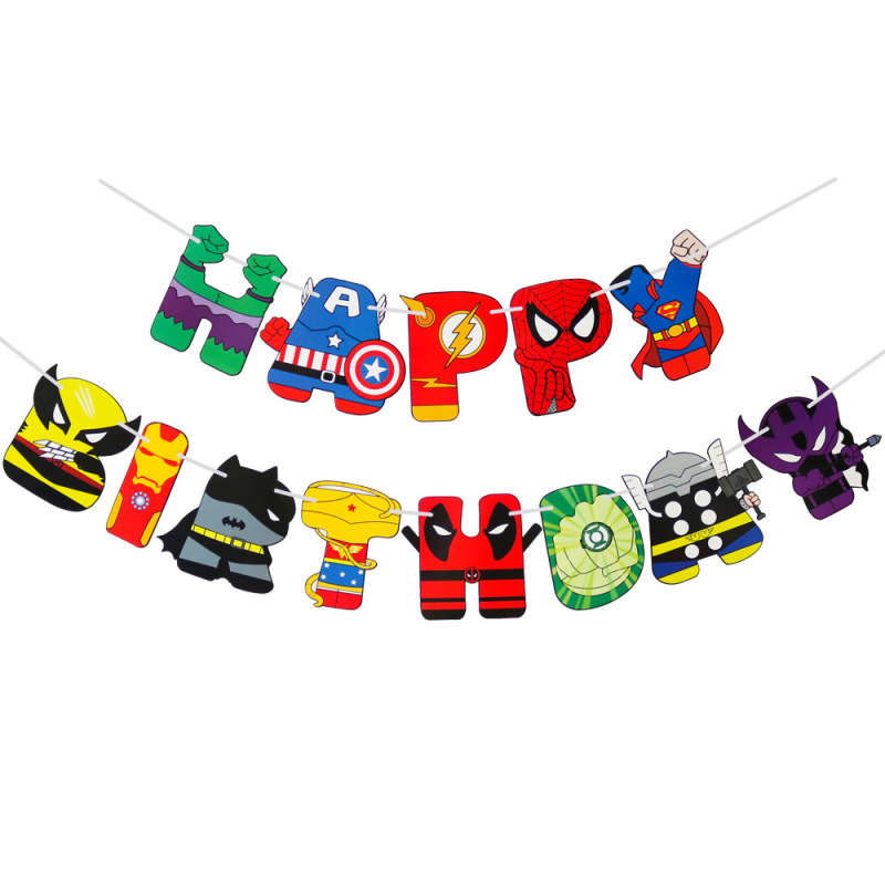クロスボーダーはスーパーヒーローの誕生日パーティーの旗を引くアベンジャーズ連盟の横断幕の花を引くパーティーの装飾用品です。|undefined