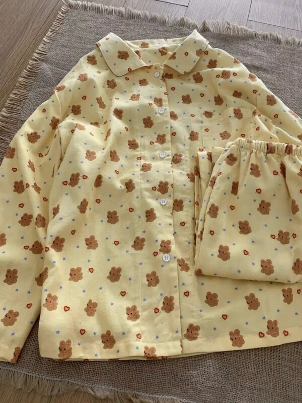 New Mango Puppy 2026 Spring and Autumn New Women's Pajamas, Internet Celebrity Style, Long Sleeve and Long Pants Home Wear Set, Cotton New Mango Puppy 2026 Spring and Autumn New Women's Pajamas, Internet Celebrity Style, Long Sleeve and Long Pants Home Wear Set, Cotton