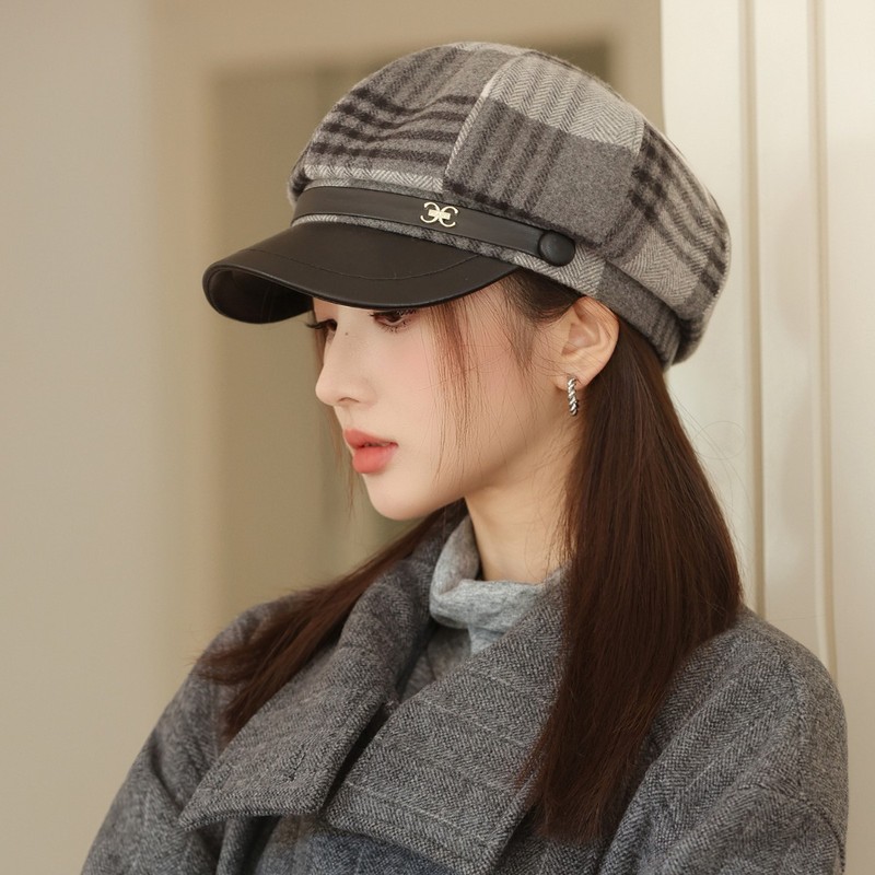 八角帽子女春秋季夏天鸭舌出游遮阳防晒帽英伦复古薄款透气贝雷帽|undefined