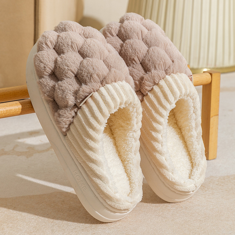 綿のスリッパの女性の冬の家庭用春と秋の室内の保温の滑り止めの家庭の慈渓の冬のカップルの毛のぬいぐるみの男|undefined