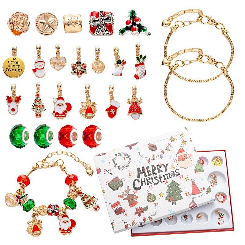新しいクリスマスブラインド箱セット雪花滴油ビーズブレスレットかわいいクリスマス老人鈴クリスマスツリーアクセサリー|undefined