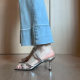 French Style Slippers Women's Outer Wear High-end Dress silver Square Toe Thin Heel High Heel Sandals