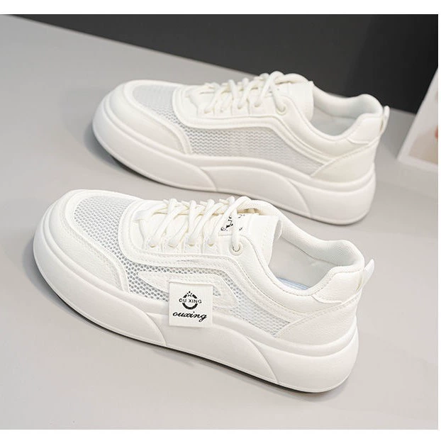 PLOVER кроссовки женские сетчатые дышащие маленькие белые туфли мягкие подошвы и толстые подошвы увеличенные спортивные повседневные кроссовки сетчатые туфли тонкая обувь