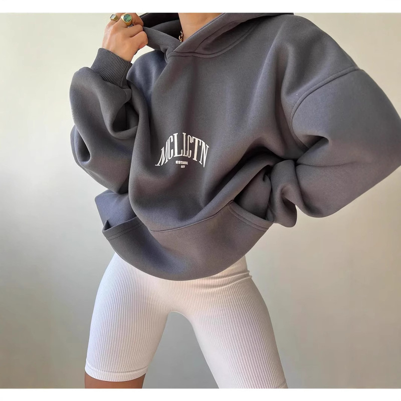 Amazon Cross-Border European and American Clothing Casual Fashion Letter Print Ebay Top Long-Sleeved Hooded Sweatshirt for Women