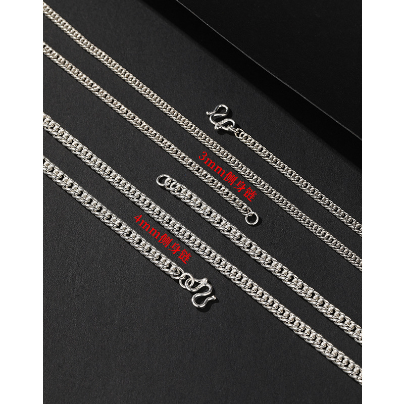 S925 collar de cadena de látigo de plata de ley cadena de clavícula de moda masculina cadena de plata femenina personalidad hip-hop hombre grueso cubano cadena
