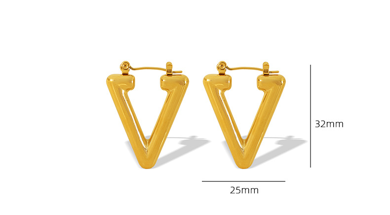 Earrings Classification 1 Pair Simple Style Triangle Plating Titanium Steel Earrings