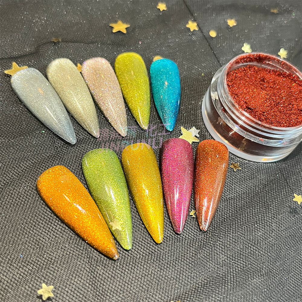 跨境9D磁性猫眼粉变色龙美甲猫眼粉指甲油磁性粉印刷皮革立体磁粉