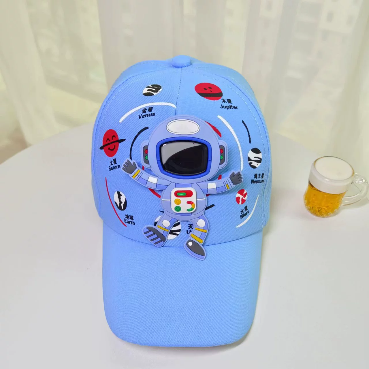 Детская шапка с изображением медведя-космонавта, весенне-осенняя универсальная Кепка, детская бейсболка, шляпа от солнца для мальчиков и девочек