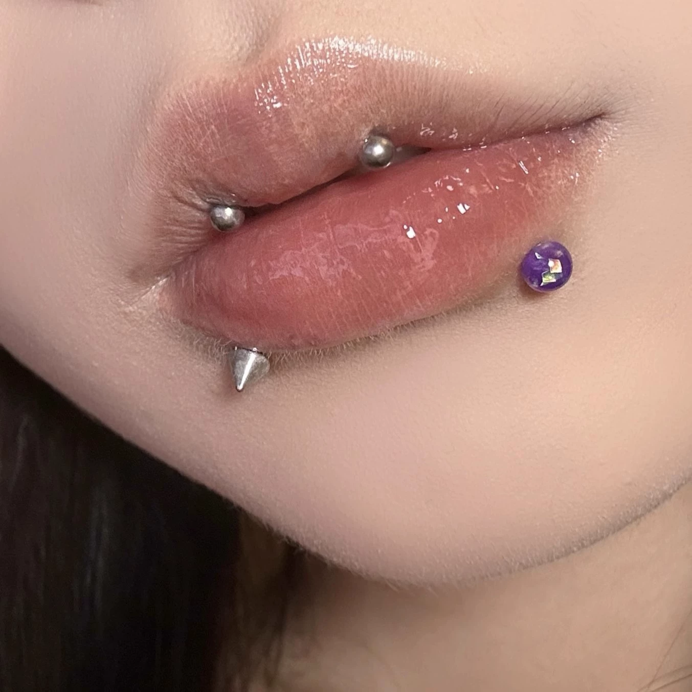 Акриловый пирсинг для губ из нержавеющей стали, ногтевые sequins, серьги