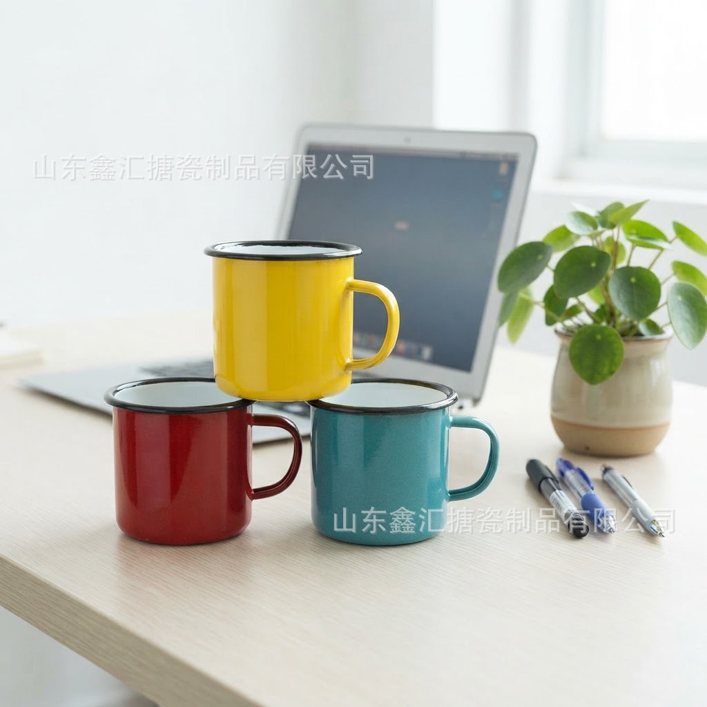 怀旧搪瓷缸子复古水杯批发加厚搪瓷杯跨境马克杯热销铁茶缸铁磁杠
