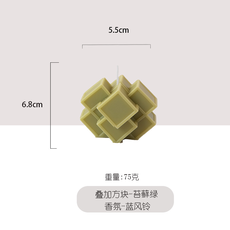 Ventas transfronterizas calientes superpuestas de modelado geométrico cuadrado velas aromáticas adornos para el hogar joyas al por mayor hechas a mano