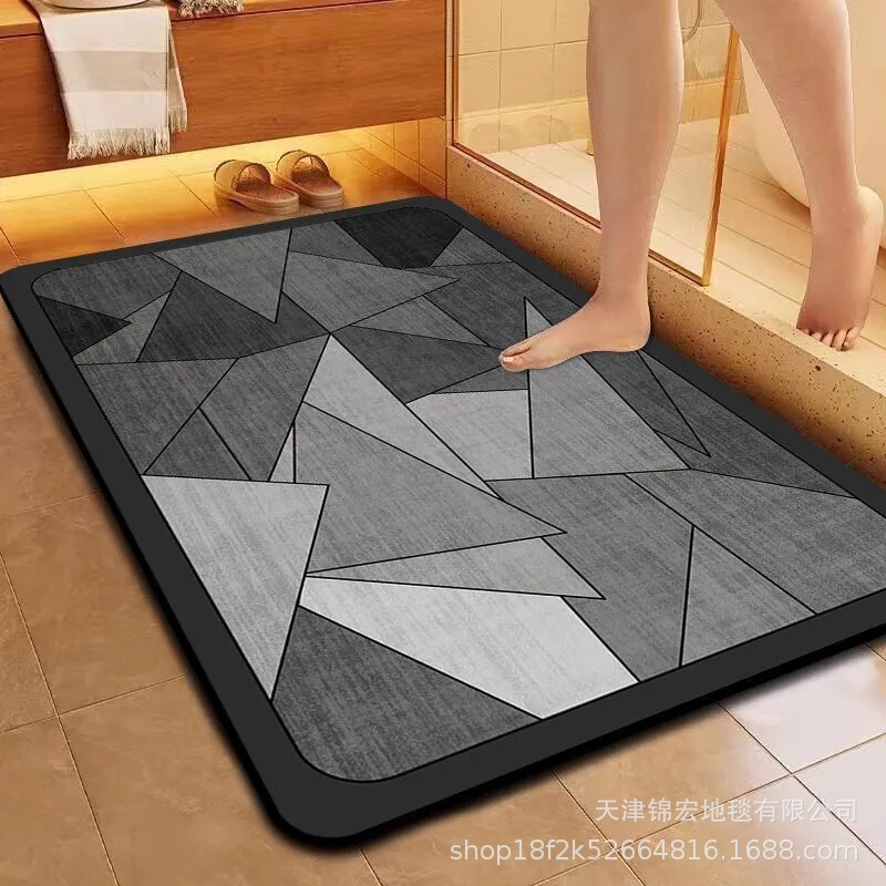 Bathroom mat with a light luxury design, made of diatomaceous earth, is slip-resistant, dirt-resistant, wear-resistant, insulating, and easy to maintain Bathroom mat with a light luxury design, made of diatomaceous earth, is slip-resistant, dirt-resistant, wear-resistant, insulating, and easy to maintain