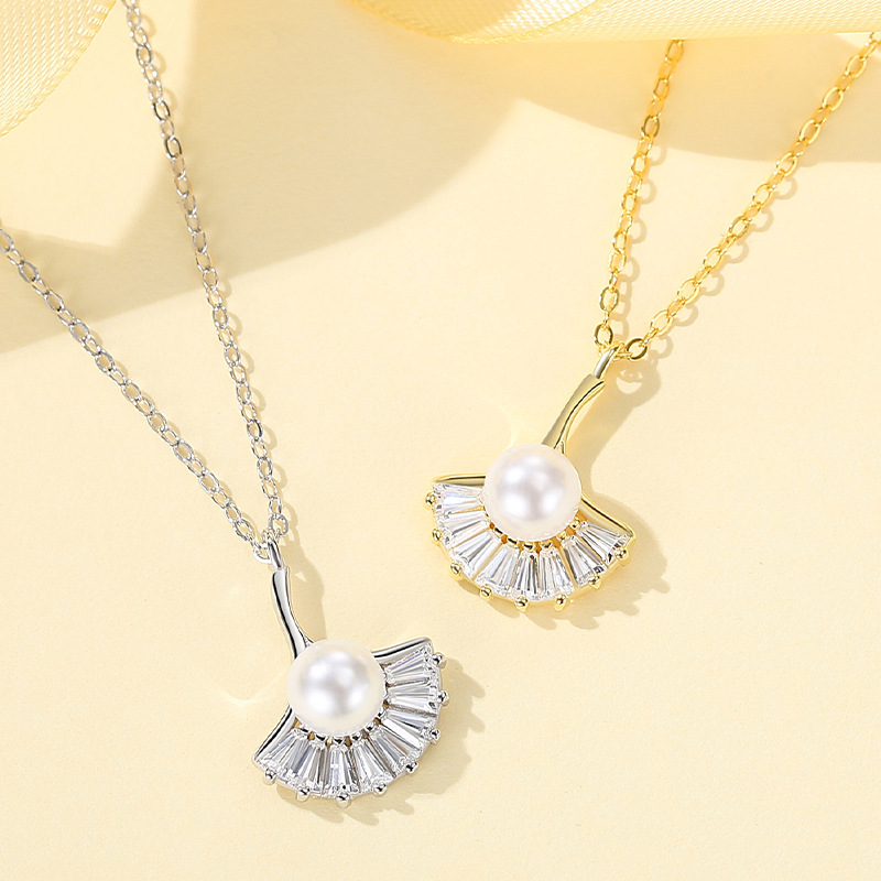 Plata esterlina S925 hoja de albaricoque collar femenino nicho diseño europeo y americano Cadena de clavícula estudiante temperamento simple colgante de moda al por mayor