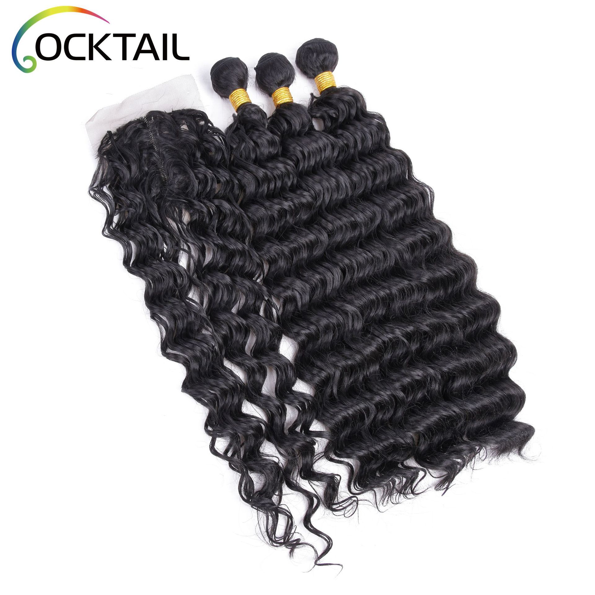 ONDA profunda Kanekalon fibra química cortina de pelo ventas directas de la fábrica 3 + 1 Tarjeta de seda de fibra química cortina de pelo