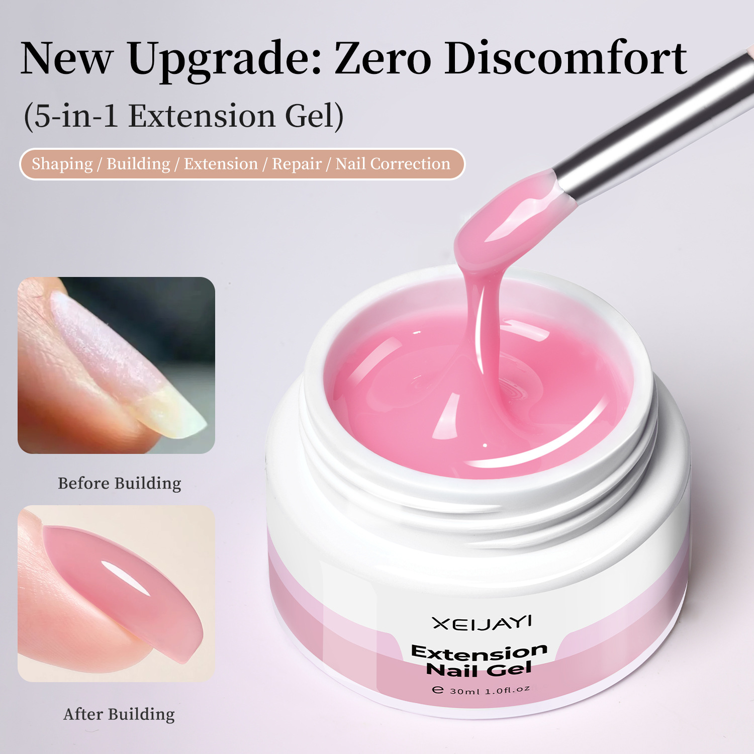 Gel de Extensión para Uñas Rosa Claro de Larga Duración para Salón de Uñas