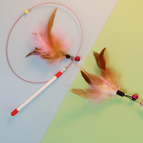 Wire Cat Funny Stick Feather Bell Cat Toy Interactive Self-Happling Cat Funny Stick Wholesale Replacement Head Bite-resistant Cat Toy